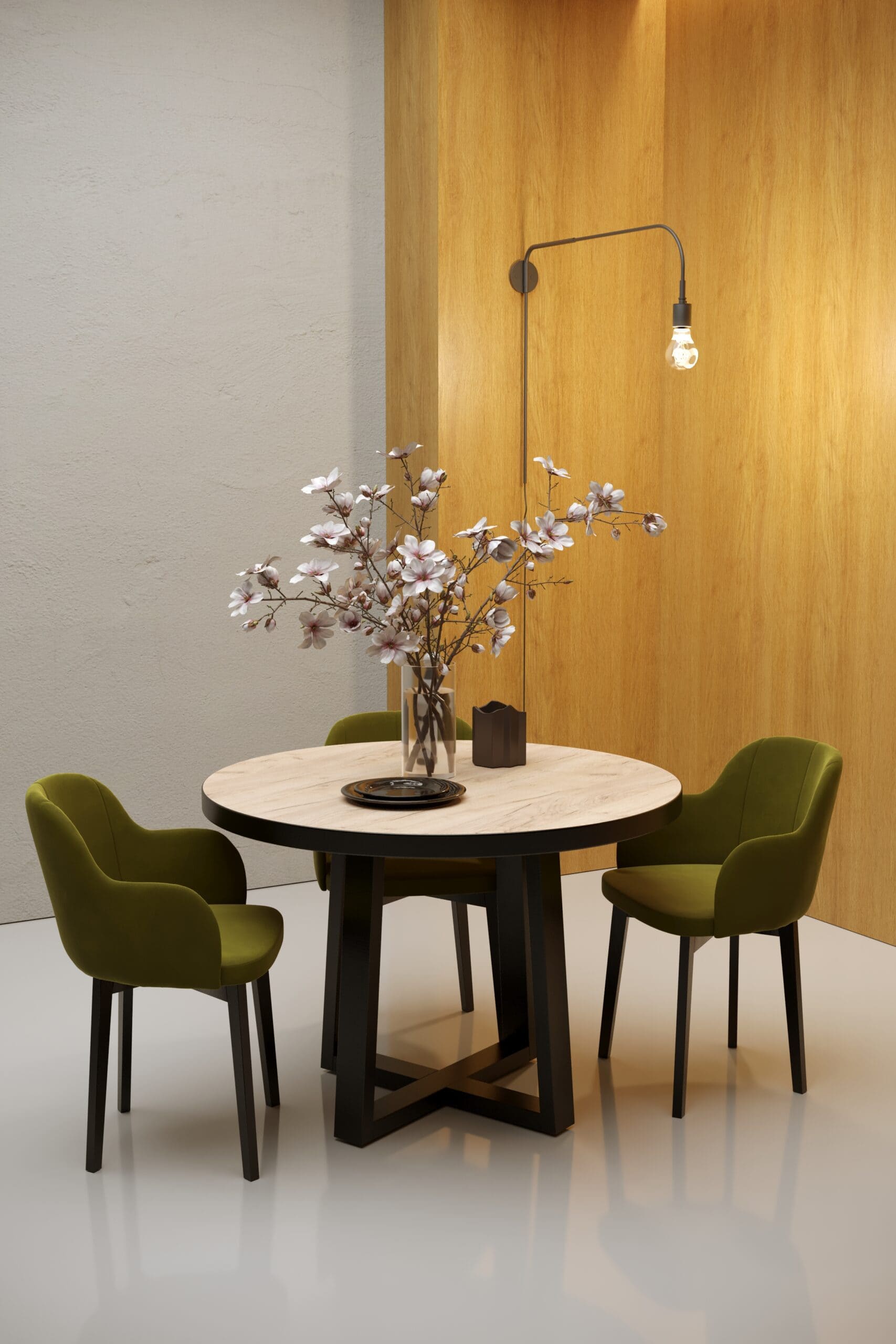 Handcrafted extendable dining table in a contemporary dining room