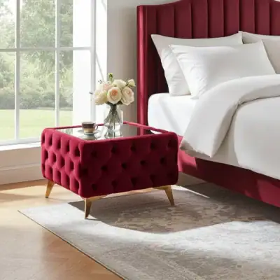 Stylish wooden and metal bedside tables in a cozy Irish bedroom setting