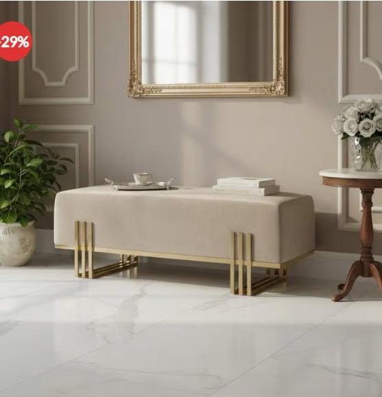 Comfortable upholstered bench with premium Irish wool fabric