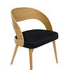 Modern wooden armchair with black upholstered seat, stylish design, perfect for living rooms or offi.