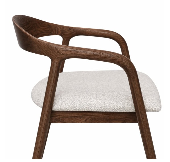 Elegant wooden armchair with a cushioned seat, perfect for modern living spaces.