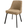 Soft beige upholstered chair with black wooden legs, modern and comfortable for living room or offic.
