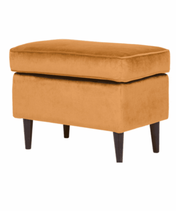 Velora Grey Velvet Pouf with Beech Wood Legs in Wenge Finish