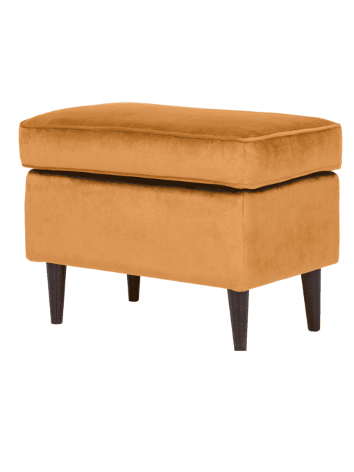 Velora Grey Velvet Pouf with Beech Wood Legs in Wenge Finish