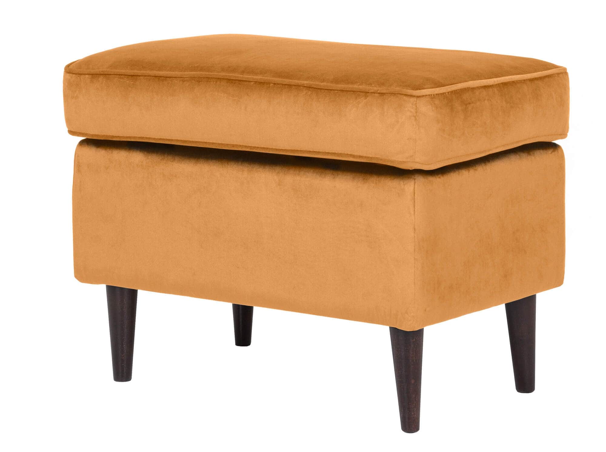 Velora Velvet Pouf with Beech Wood Legs