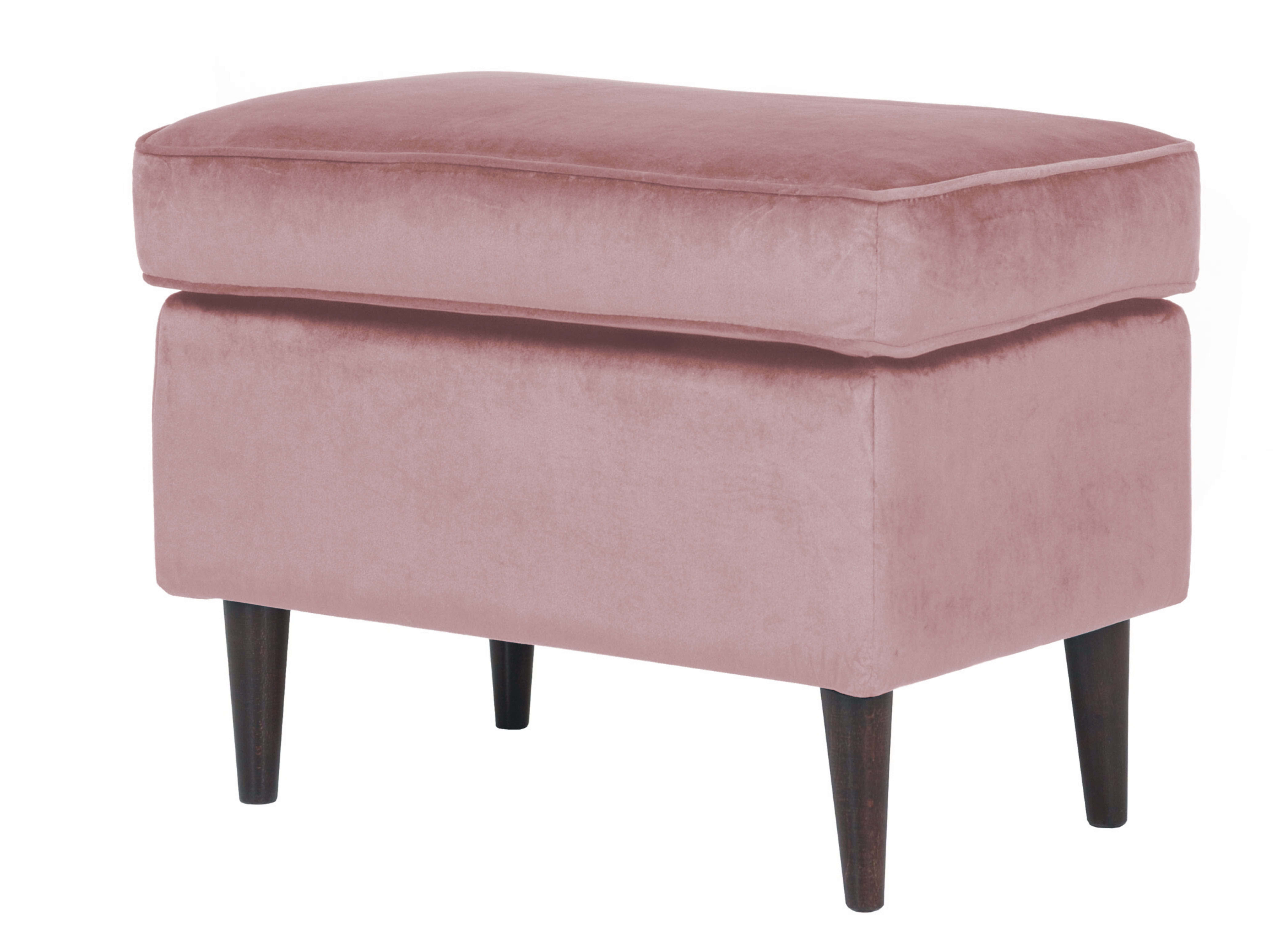 Velora Velvet Pouf with Beech Wood Legs