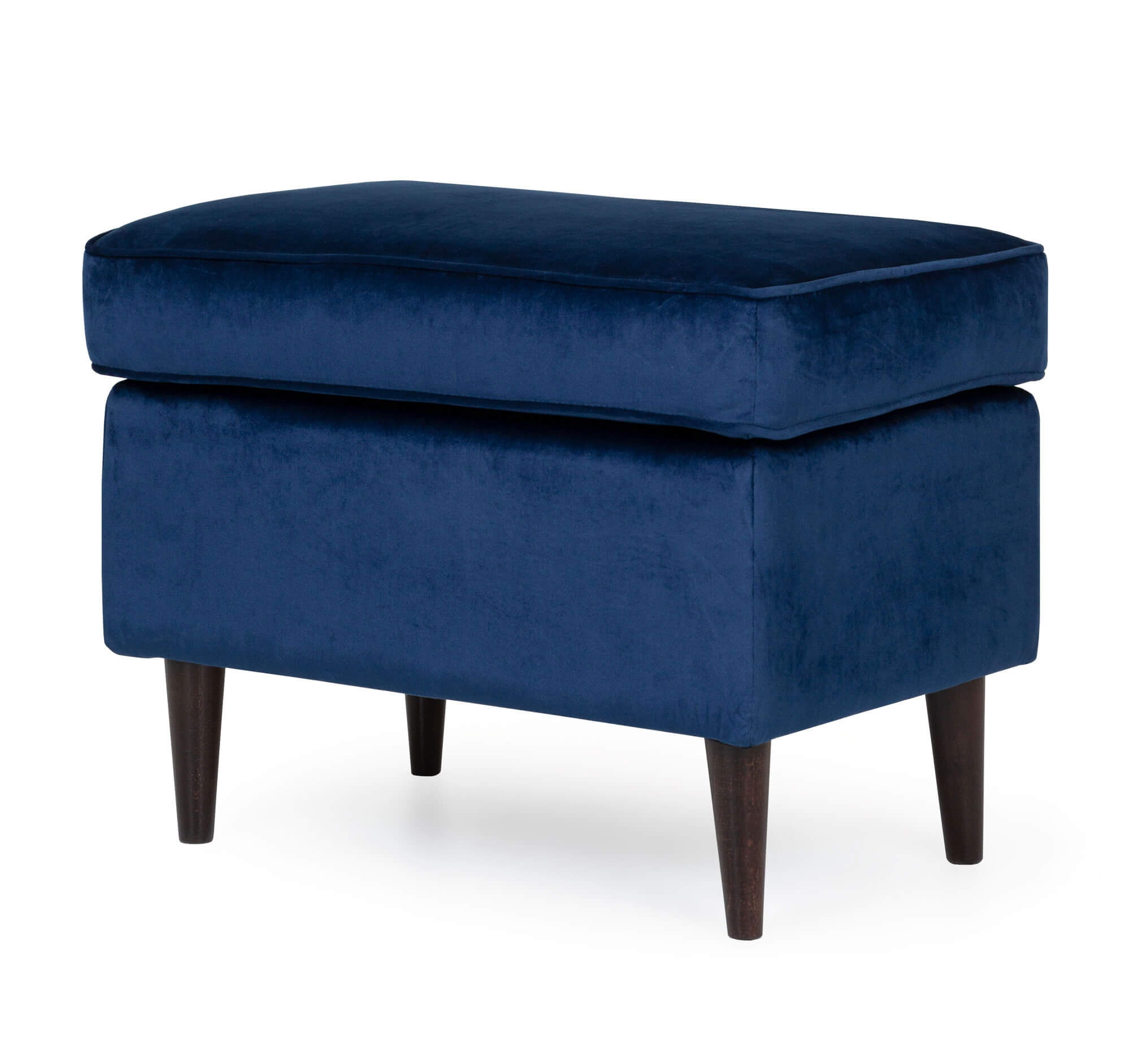 Velora Velvet Pouf with Beech Wood Legs