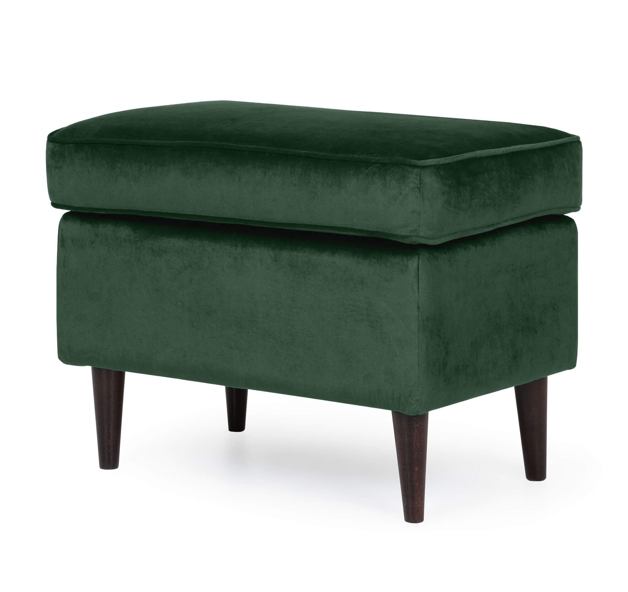 Velora Velvet Pouf with Beech Wood Legs