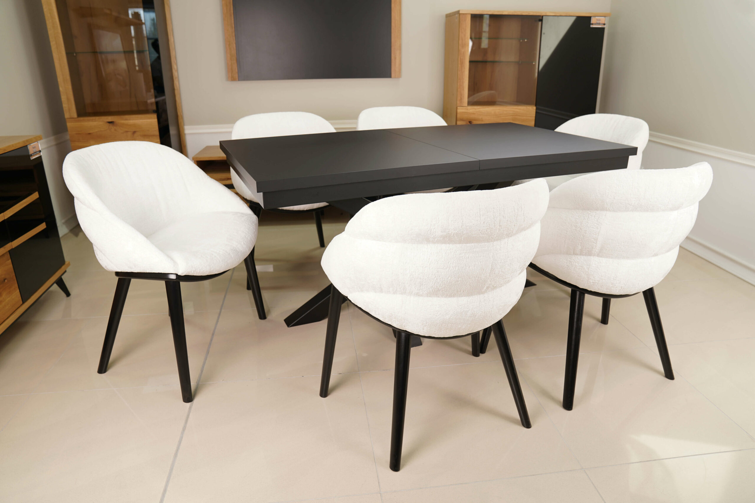 Alveris Rectangular Extendable Acrylic Dining Table 140-180×80 cm – Anthracite Loft Desk