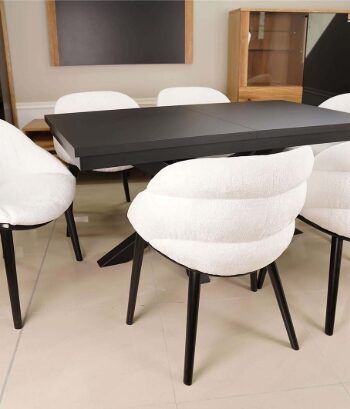 Alveris Rectangular Extendable Acrylic Dining Table 140-180×80 cm – Anthracite Loft Desk