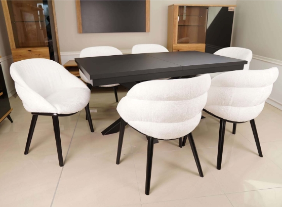 Alveris Rectangular Extendable Acrylic Dining Table 140-180×80 cm – Anthracite Loft Desk