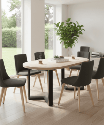 Alveris Round Extendable Acrylic Dining Table 100-140-180cm – Anthracite Loft Desk