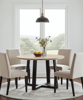 Alveris Round Extendable Acrylic Dining Table 100-140-180cm – Anthracite Loft Desk