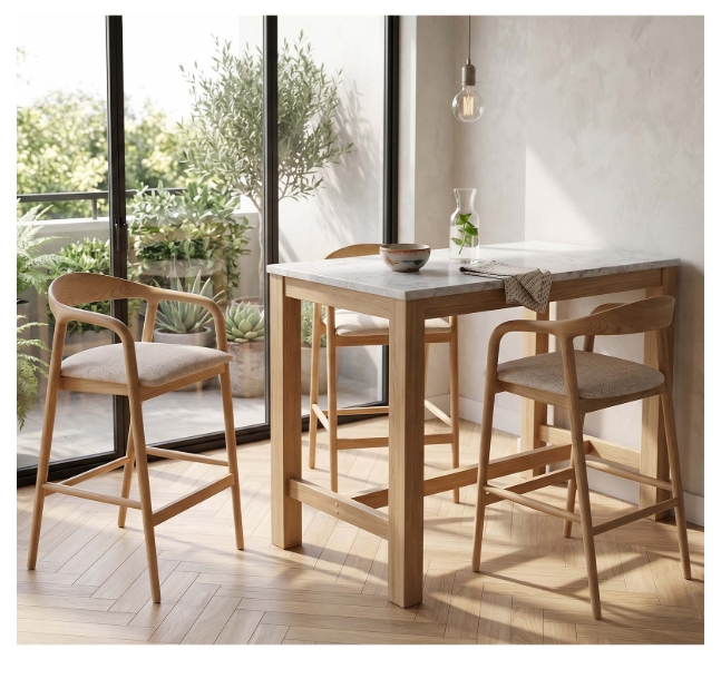 Ashen Elegance Luxury Bar Stool | Ash Wood Kitchen Island Stool Ireland