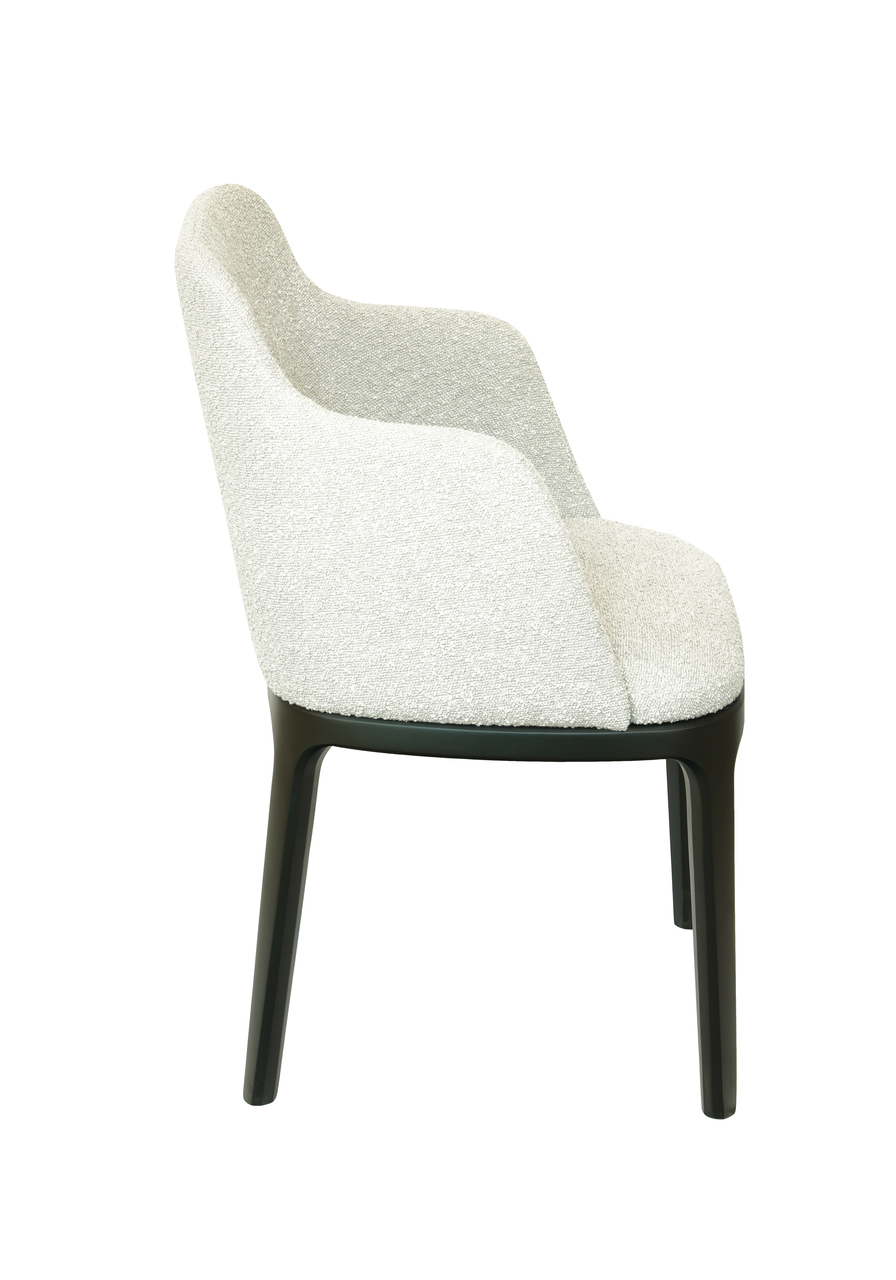 Bouclé Chair | Luxury Black Beechwood Dining Armchair