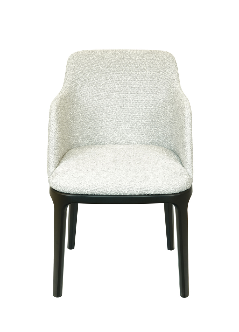 Bouclé Chair | Luxury Black Beechwood Dining Armchair