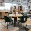 Vesta Round Extendable Dining Table (&Oslash; 80 / &Oslash; 90 / &Oslash; 100 cm &mdash; Extends to 130&ndash;200 cm) Wotan Oak Laminate, Matte Black Steel Base