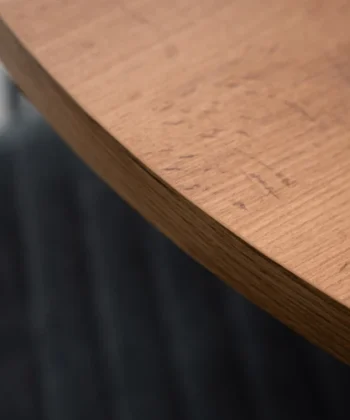 Vesta Round Extendable Dining Table (Ø 80 / Ø 90 / Ø 100 cm — Extends to 130–200 cm) Wotan Oak Laminate, Matte Black Steel Base