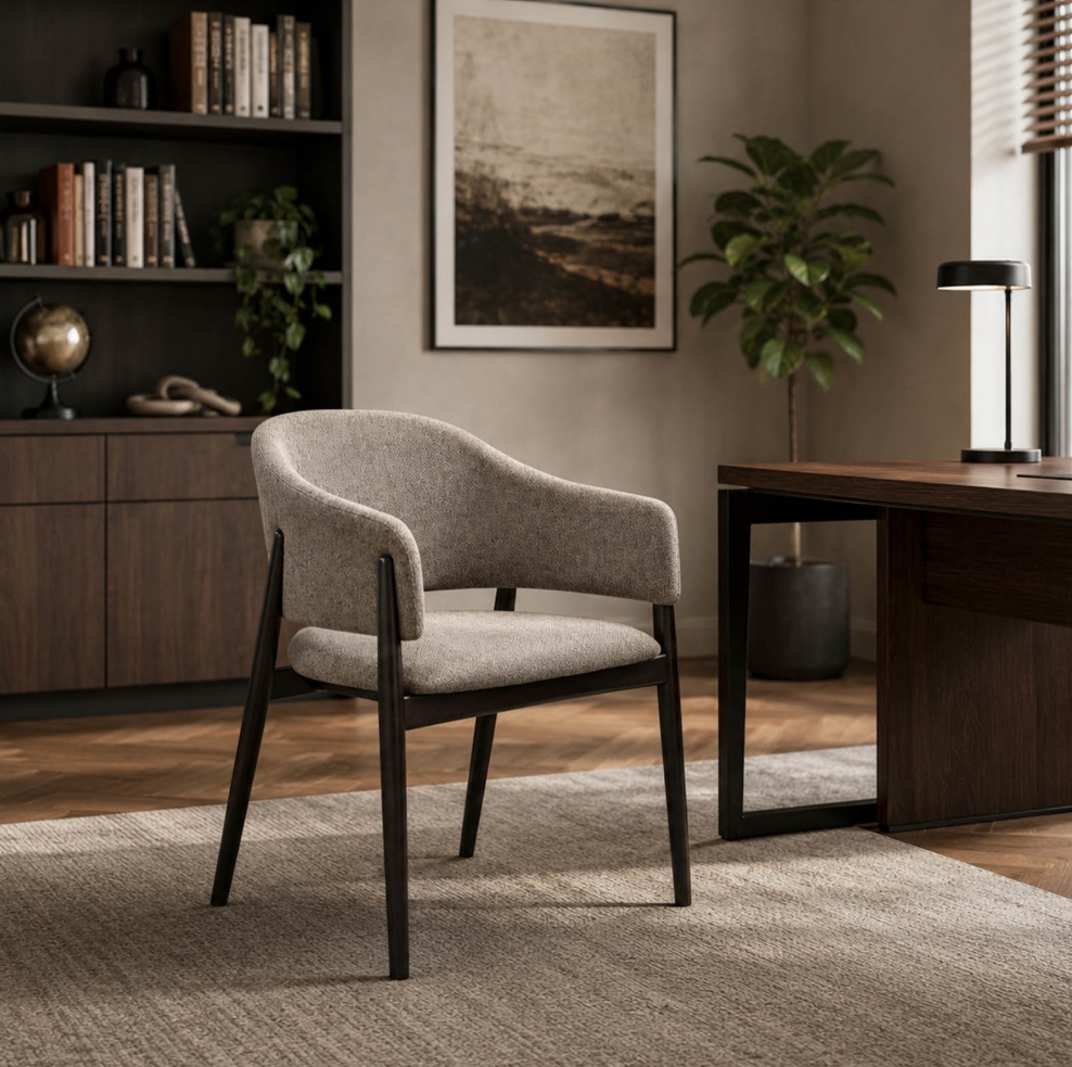Designer Dining Chair – Luxury Upholstered Armchair with Beech Legs | PouffeLOVE