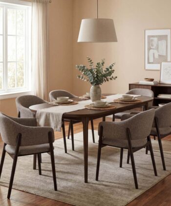 Designer Dining Chair – Luxury Upholstered Armchair with Beech Legs | PouffeLOVE