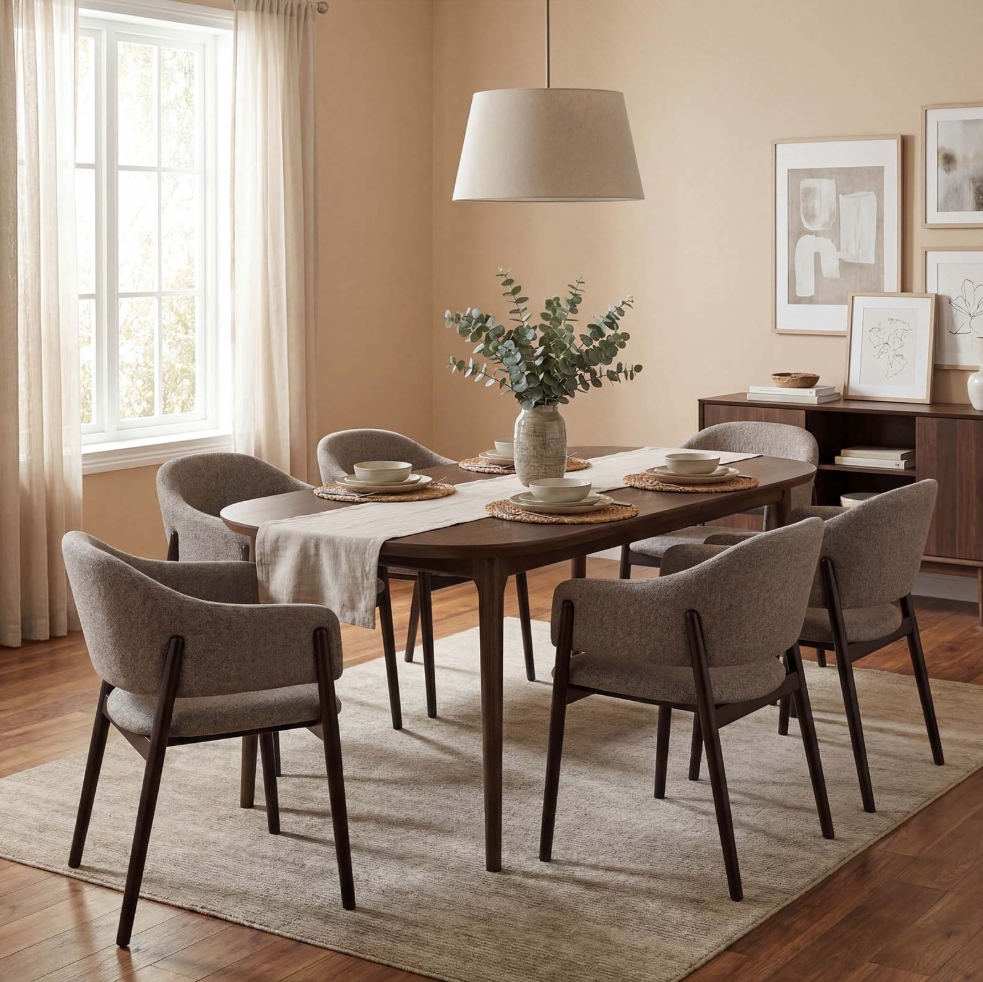 Designer Dining Chair – Luxury Upholstered Armchair with Beech Legs | PouffeLOVE