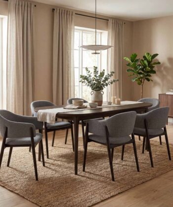 Designer Dining Chair – Luxury Upholstered Armchair with Beech Legs | PouffeLOVE