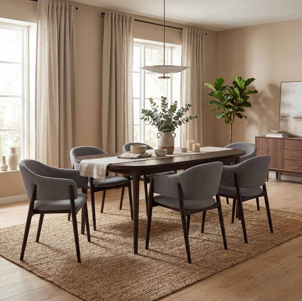 Designer Dining Chair – Luxury Upholstered Armchair with Beech Legs | PouffeLOVE