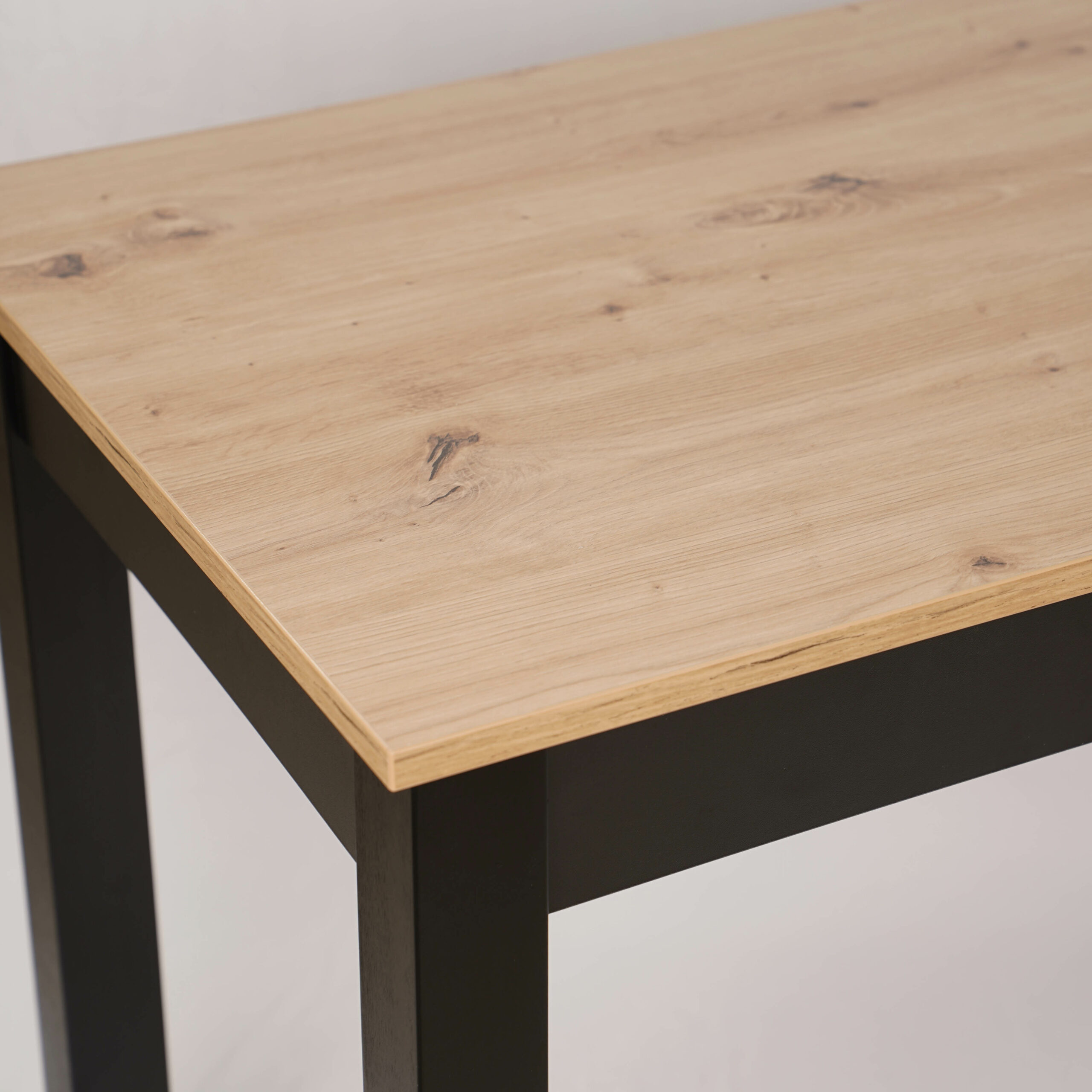 Florian Compact Rectangular Dining Table 90×60 cm – Artisan Oak & Black Legs