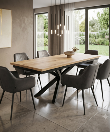 Arvian Rectangular Extendable Dining Table 160-240&times;90 cm &ndash; Natural Oak Veneer Loft Desk