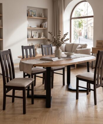 Alveris Round Extendable Acrylic Dining Table 100-140-180cm – Anthracite Loft Desk