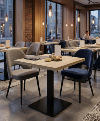 Vigo Square Industrial Bistro Table 80&times;80 cm &ndash; Truffle Oak Caf&eacute; Desk