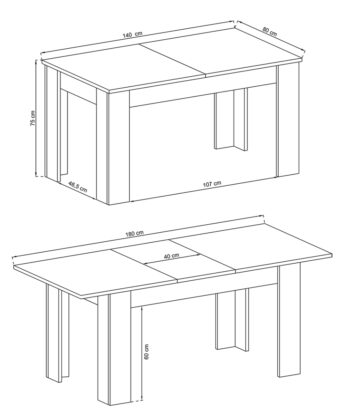 Gorky Extendable Dining Table 140-180×80×75 cm
