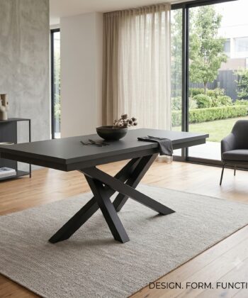 Alveris Rectangular Extendable Acrylic Dining Table 140-180&times;80 cm &ndash; Anthracite Loft Desk