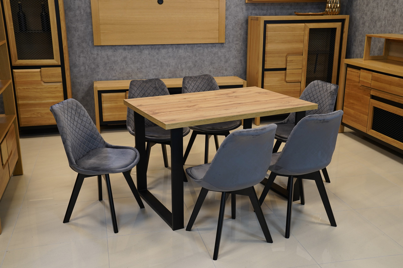 Kamel Rectangular Industrial Dining Table 120×80 cm – Wotan Oak Loft Desk