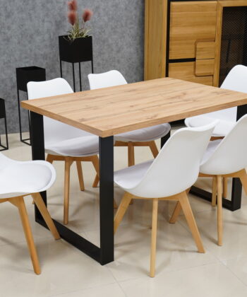 Kamel Rectangular Industrial Dining Table 120×80 cm – Wotan Oak Loft Desk