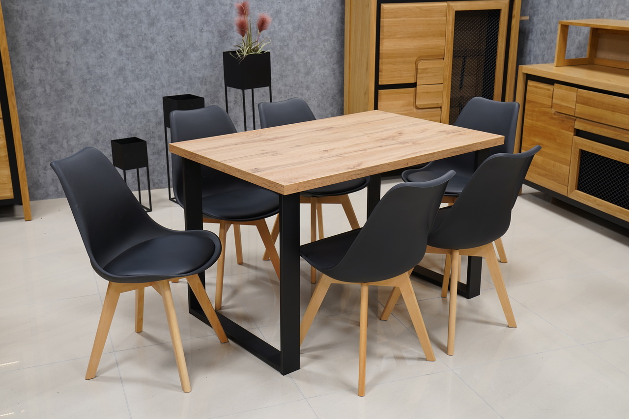 Kamel Rectangular Industrial Dining Table 120×80 cm – Wotan Oak Loft Desk