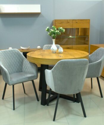 Montana Luxury Quilted Dining Chair | Ash Grey Velvet Armchair Ireland
