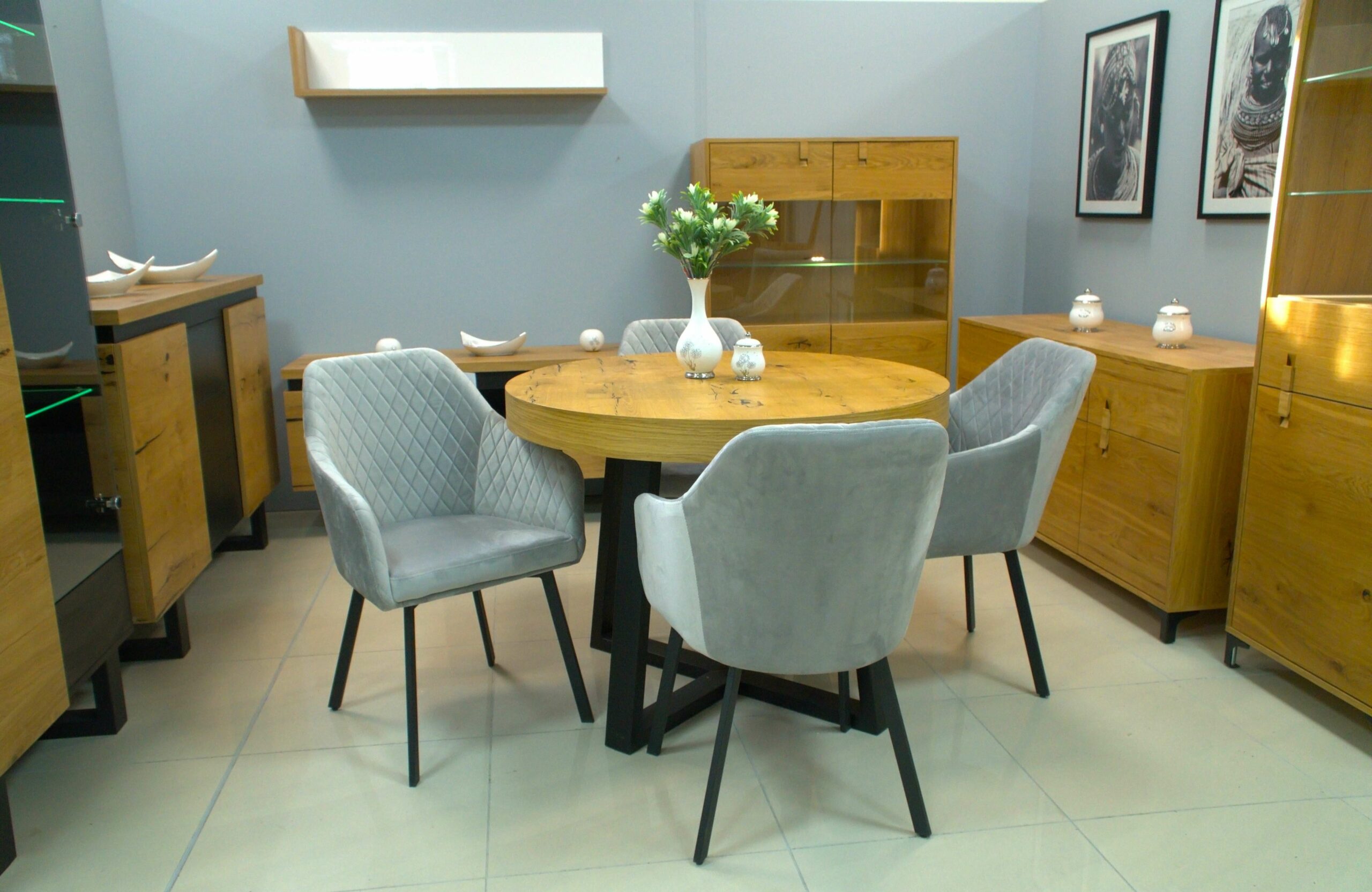 Montana Luxury Quilted Dining Chair | Ash Grey Velvet Armchair Ireland
