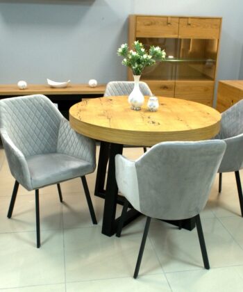 Montana Luxury Quilted Dining Chair | Ash Grey Velvet Armchair Ireland