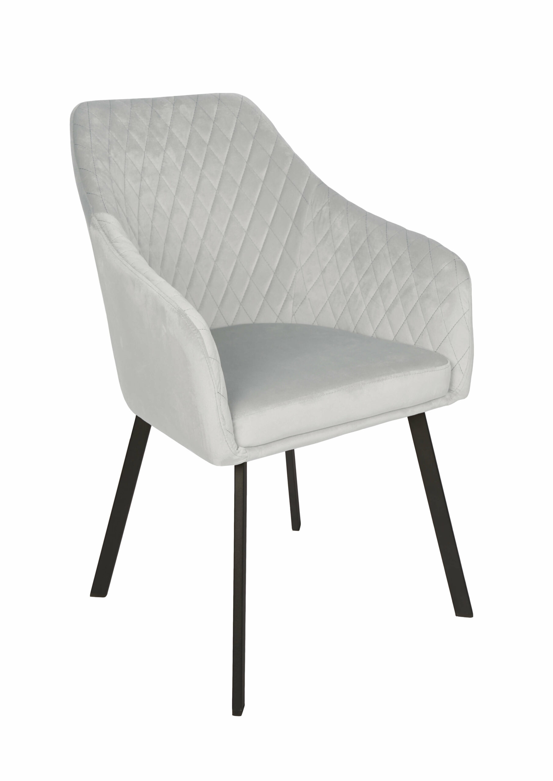 Montana Luxury Quilted Dining Chair | Ash Grey Velvet Armchair Ireland