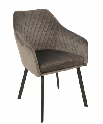 Montana Luxury Quilted Dining Chair | Ash Grey Velvet Armchair Ireland