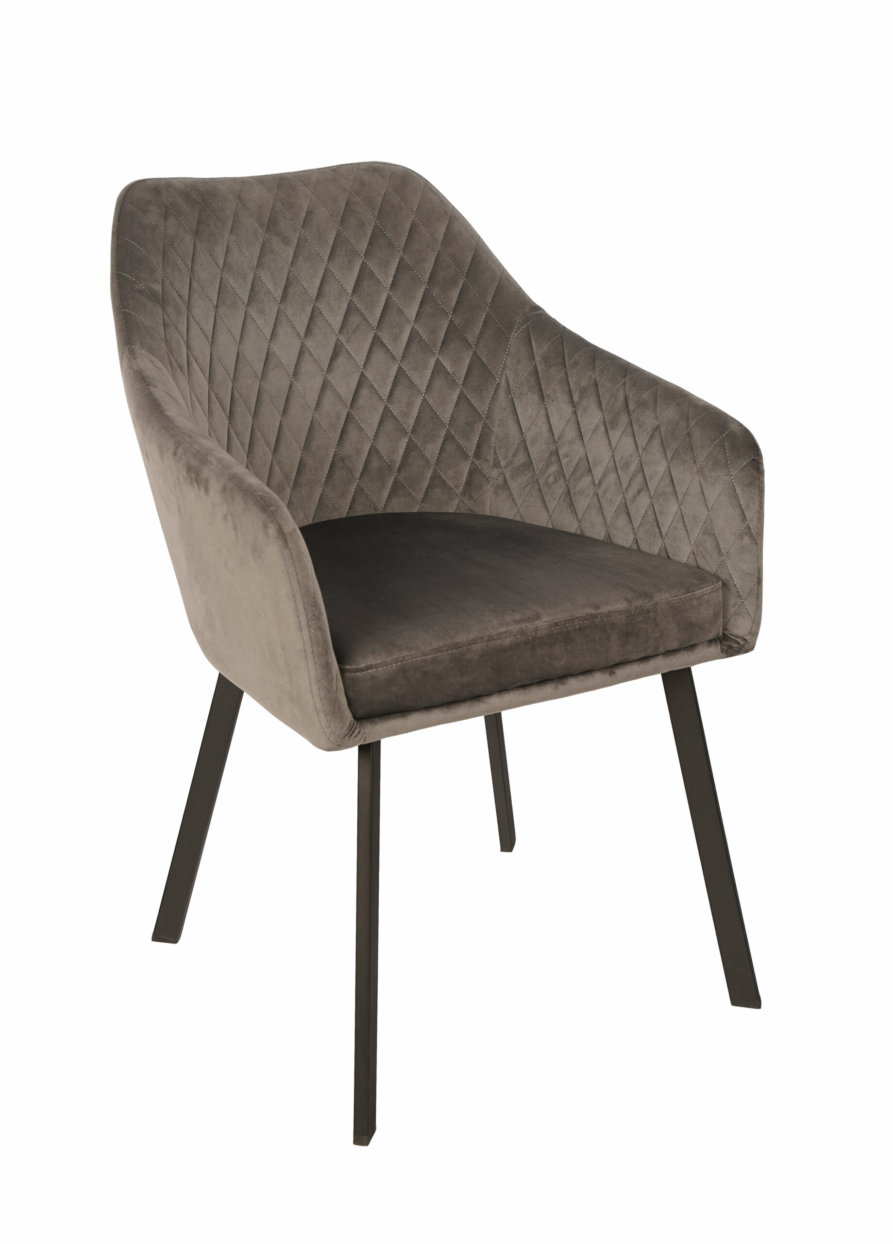 Montana Luxury Quilted Dining Chair | Ash Grey Velvet Armchair Ireland