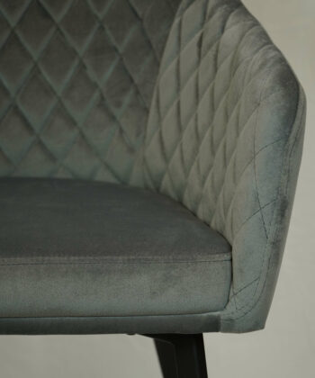 Montana Luxury Quilted Dining Chair | Ash Grey Velvet Armchair Ireland