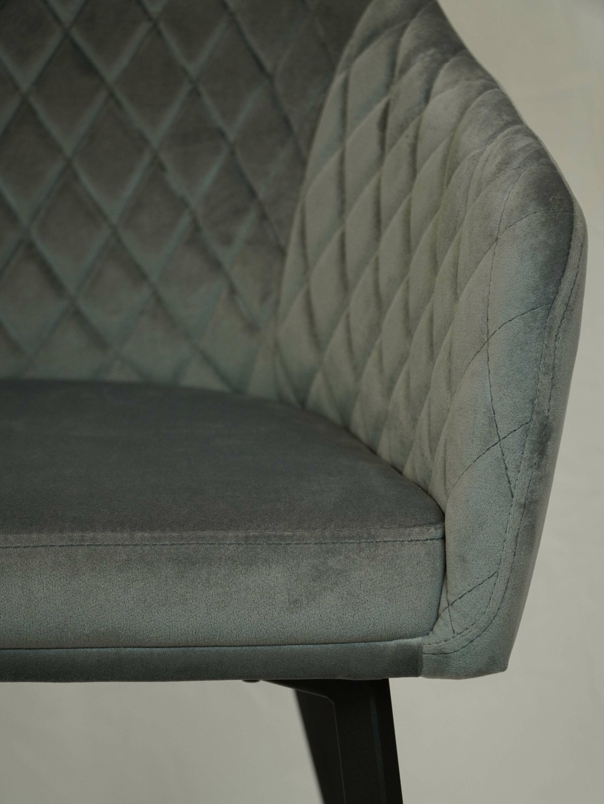Montana Luxury Quilted Dining Chair | Ash Grey Velvet Armchair Ireland