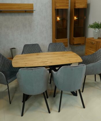 Montana Luxury Quilted Dining Chair | Ash Grey Velvet Armchair Ireland