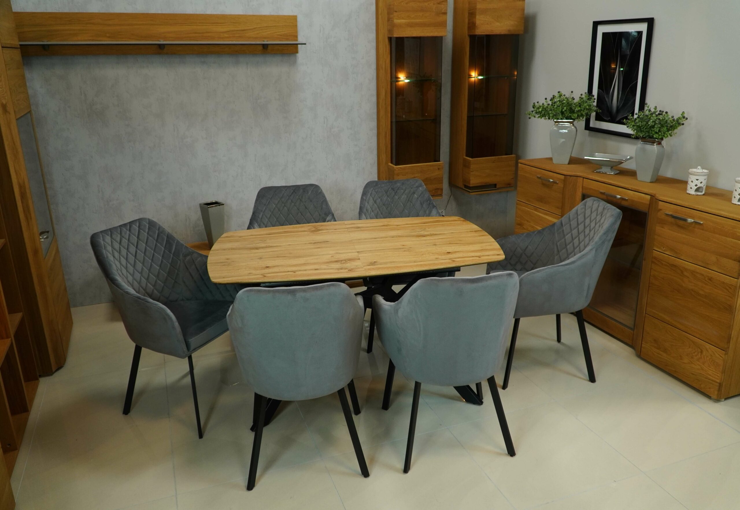 Montana Luxury Quilted Dining Chair | Ash Grey Velvet Armchair Ireland