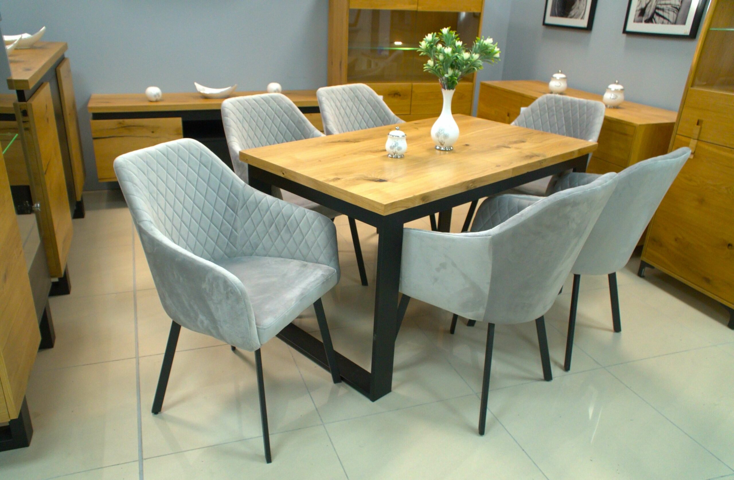 Montana Luxury Quilted Dining Chair | Ash Grey Velvet Armchair Ireland