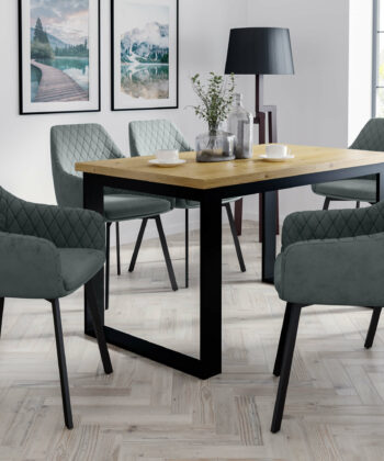 Montana Luxury Quilted Dining Chair | Ash Grey Velvet Armchair Ireland