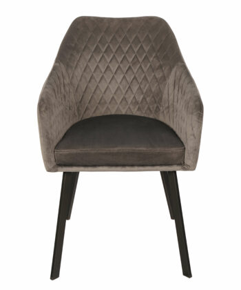 Montana Luxury Quilted Dining Chair | Ash Grey Velvet Armchair Ireland