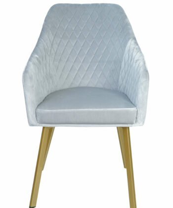 Montana Luxury Quilted Dining Chair | Ash Grey Velvet Armchair Ireland
